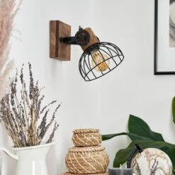 Orny Wandleuchte Holz Dunkel, Schwarz, 1-flammig -Lampe Verkäufe orny wandleuchte h3424452 11