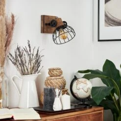 Orny Wandleuchte Holz Dunkel, Schwarz, 1-flammig -Lampe Verkäufe orny wandleuchte h3424452 12