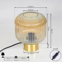 Paeni Tischleuchte Bernsteinfarben, 1-flammig -Lampe Verkäufe paeni tischleuchte h3407295 3
