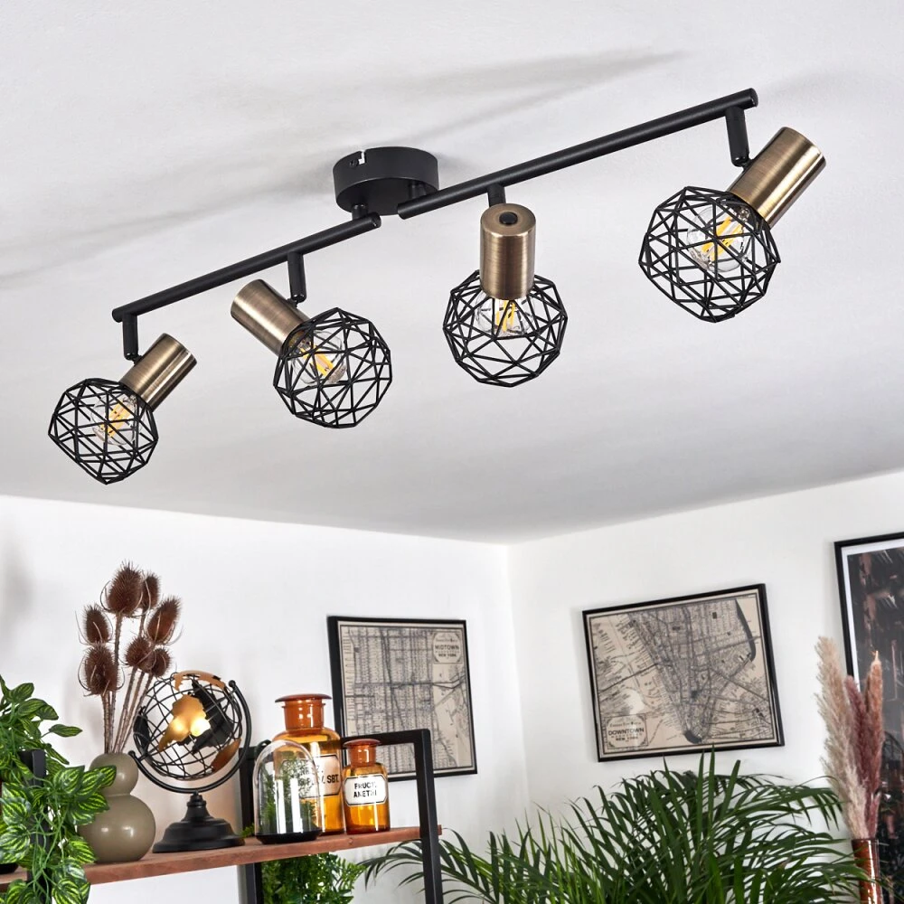 Palmira Deckenleuchte Gold, Schwarz, 4-flammig 4 Palmira Deckenleuchte Gold, Schwarz, 4-flammig – Bild 2