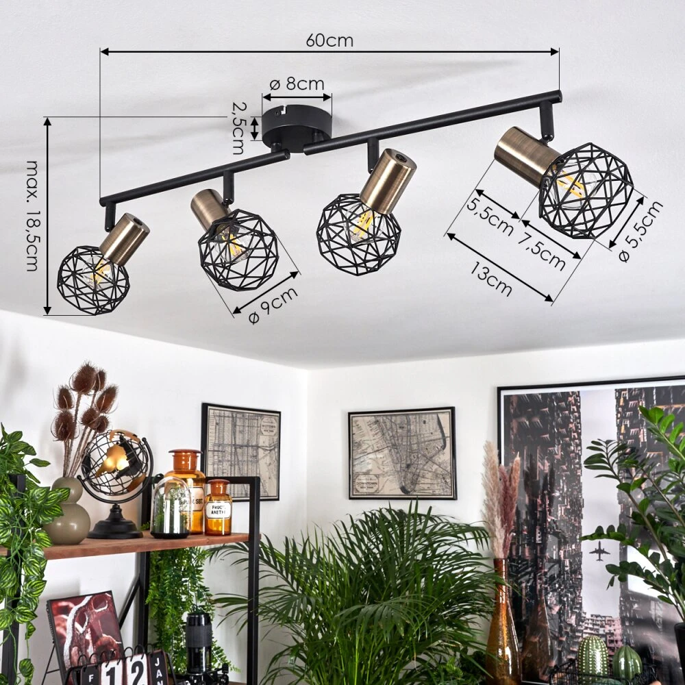 Palmira Deckenleuchte Gold, Schwarz, 4-flammig 6 Palmira Deckenleuchte Gold, Schwarz, 4-flammig – Bild 4