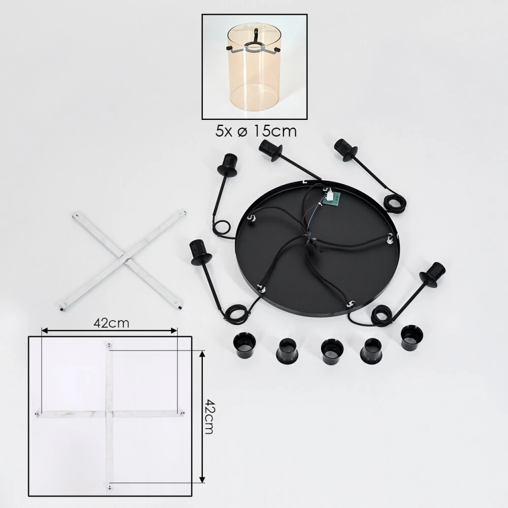 Parane Hängeleuchte Glas 15 Cm Bernsteinfarben, 5-flammig 7 Parane Hängeleuchte Glas 15 Cm Bernsteinfarben, 5-flammig – Bild 5