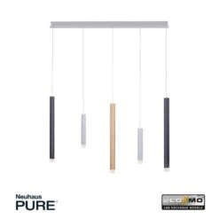 Paul Neuhaus PURE-GEMIN Pendelleuchte LED Aluminium, Messing, Schwarz, 5-flammig -Lampe Verkäufe paul neuhaus pure gemin pendelleuchte 2527 95 3