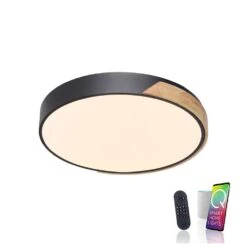 Paul Neuhaus Q-BILA Deckenleuchte LED Naturfarben, Schwarz, 1-flammig, Fernbedienung -Lampe Verkäufe paul neuhaus q bila deckenleuchte 6071 18 2