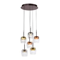 Paul Neuhaus Q-Kon Pendelleuchte LED Braun, 6-flammig, Fernbedienung -Lampe Verkäufe paul neuhaus q kon pendelleuchte 2744 70 12