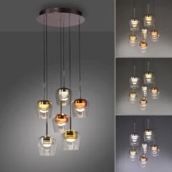 Paul Neuhaus Q-Kon Pendelleuchte LED Braun, 6-flammig, Fernbedienung -Lampe Verkäufe paul neuhaus q kon pendelleuchte 2744 70 2