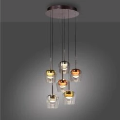 Paul Neuhaus Q-Kon Pendelleuchte LED Braun, 6-flammig, Fernbedienung -Lampe Verkäufe paul neuhaus q kon pendelleuchte 2744 70 5