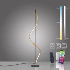 Paul Neuhaus Q-SWING Stehleuchte LED Anthrazit, Gold, 1-flammig, Fernbedienung -Lampe Verkäufe paul neuhaus q swing stehleuchte 438 13 11