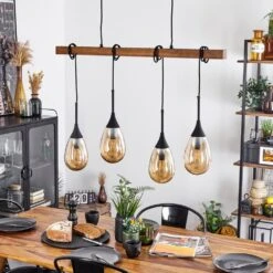 Pedreles Pendelleuchte Naturfarben, Schwarz, 4-flammig -Lampe Verkäufe pedreles pendelleuchte h3626504 13