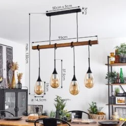 Pedreles Pendelleuchte Naturfarben, Schwarz, 4-flammig -Lampe Verkäufe pedreles pendelleuchte h3626504 3