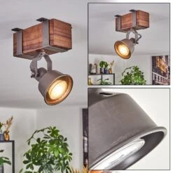 Pehefito Deckenleuchte Dunkelbraun, Grau, 1-flammig