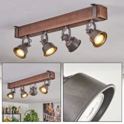 Pehefito Deckenleuchte Dunkelbraun, Grau, 4-flammig