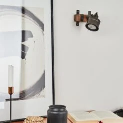 Pehefito Wandleuchte Grau, Holz Dunkel, Schwarz, 1-flammig -Lampe Verkäufe pehefito wandleuchte h3446140 1