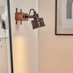 Pehefito Wandleuchte Grau, Holz Dunkel, Schwarz, 1-flammig -Lampe Verkäufe pehefito wandleuchte h3446140 8