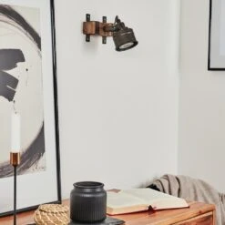 Pehefito Wandleuchte Grau, Holz Dunkel, Schwarz, 1-flammig -Lampe Verkäufe pehefito wandleuchte h3446140 9