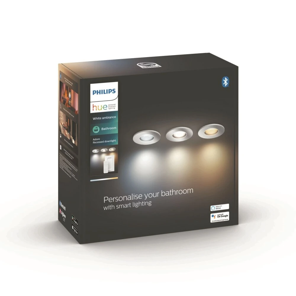 Philips Hue Adore 3er Set Einbauleuchte LED Aluminium, 3-flammig, Fernbedienung 6 Philips Hue Adore 3er Set Einbauleuchte LED Aluminium, 3-flammig, Fernbedienung – Bild 4
