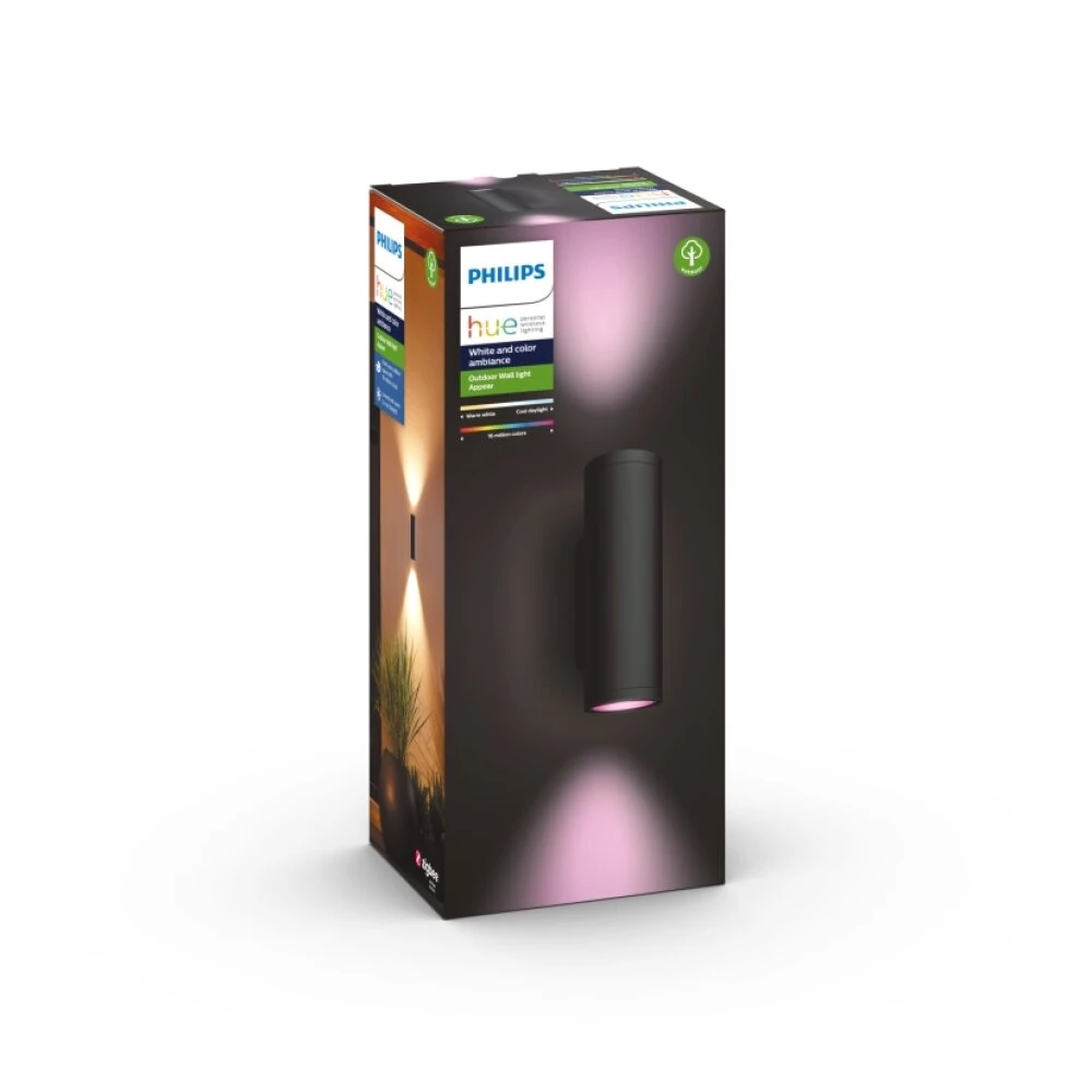 Philips Hue Ambiance White & Color Appear Außenwandleuchte LED Schwarz, 2-flammig, Farbwechsler 12 Philips Hue Ambiance White & Color Appear Außenwandleuchte LED Schwarz, 2-flammig, Farbwechsler – Bild 10