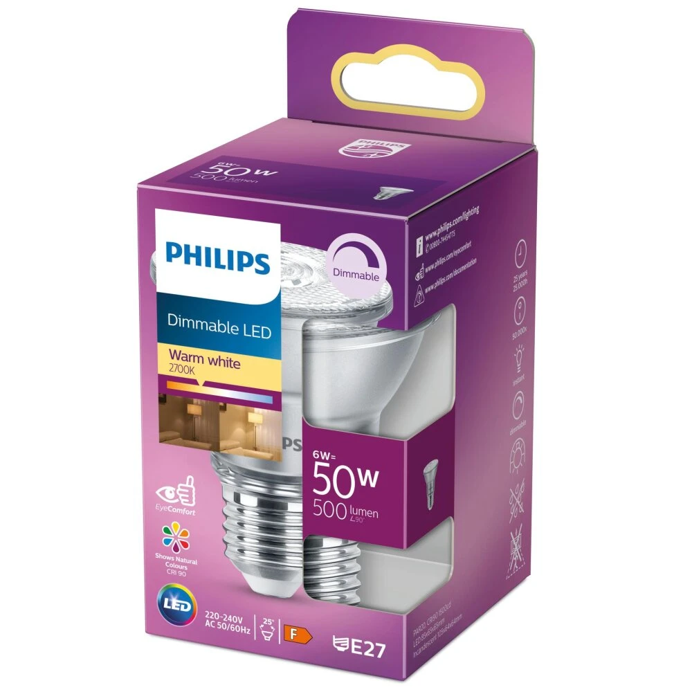 Philips Reflektor LED E27 6 Watt 2700 Kelvin 500 Lumen 4 Philips Reflektor LED E27 6 Watt 2700 Kelvin 500 Lumen – Bild 2