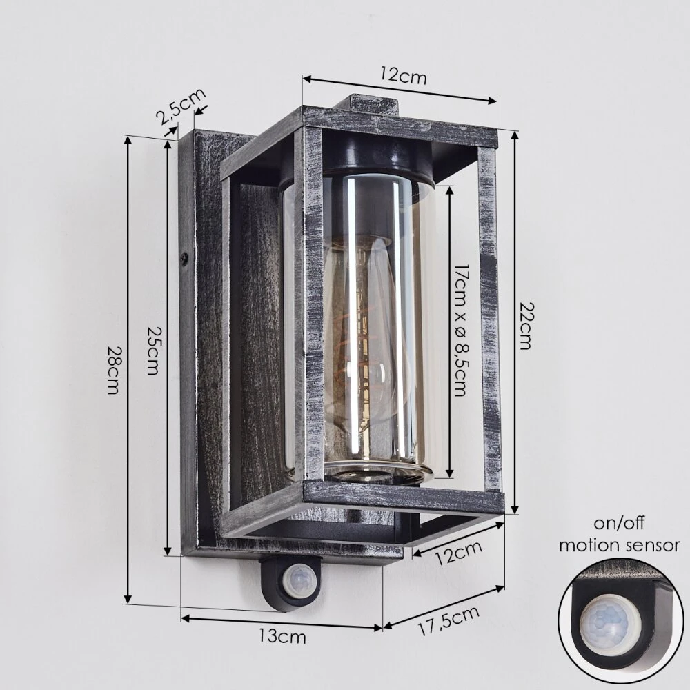 Portalis Aussenwandleuchte Schwarz, Silber, 1-flammig, Bewegungsmelder 6 Portalis Aussenwandleuchte Schwarz, Silber, 1-flammig, Bewegungsmelder – Bild 4