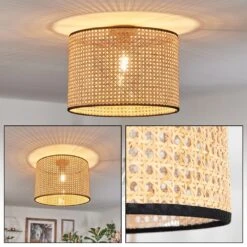 Ramila Deckenleuchte Glas 40 Cm Naturfarben, Schwarz, 1-flammig