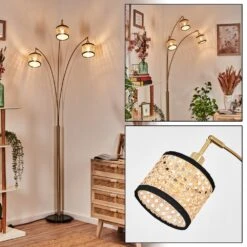 Ramila Stehleuchte Messing, Schwarz, 3-flammig