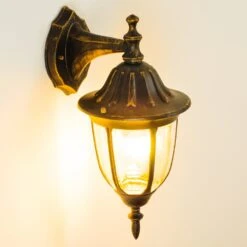 Ribadeo Außenwandleuchte Schwarz-Gold, 1-flammig -Lampe Verkäufe ribadeo aussenwandleuchte h163796 6