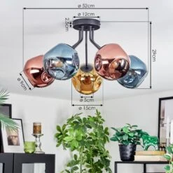 Ripoll Deckenleuchte Glas 15 Cm Blau, Gold, Kupferfarben, 5-flammig -Lampe Verkäufe ripoll deckenleuchte glas 15 cm h3955222 3