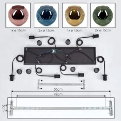 Ripoll Hängeleuchte Glas 15 Cm Blau, Gold, Grün, Kupferfarben, 6-flammig -Lampe Verkäufe ripoll haengeleuchte glas 15 cm h3978382 4