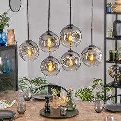 Ripoll Hängeleuchte Glas 20 Cm Klar, Rauchfarben, 6-flammig