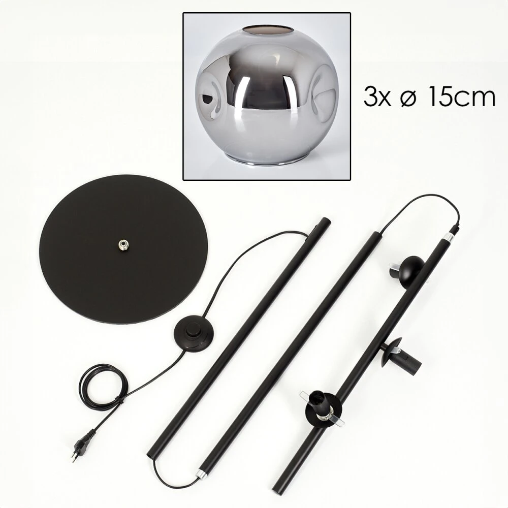 Ripoll Stehleuchte Glas 15 Cm Chrom, Rauchfarben, 3-flammig 7 Ripoll Stehleuchte Glas 15 Cm Chrom, Rauchfarben, 3-flammig – Bild 5