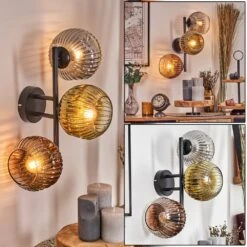 Ripoll Wandleuchte Glas 15 Cm Gold, Klar, Kupferfarben, Rauchfarben, 3-flammig