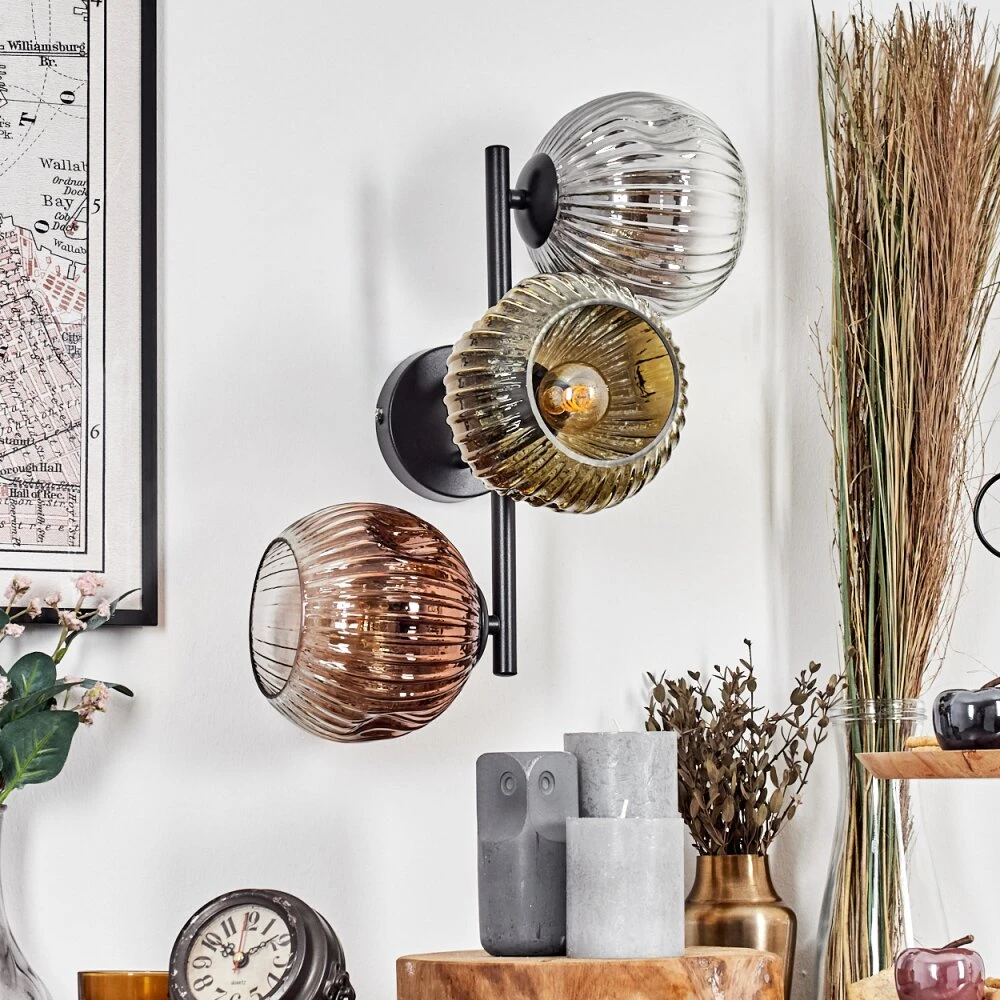 Ripoll Wandleuchte Glas 15 Cm Gold, Klar, Kupferfarben, Rauchfarben, 3-flammig 4 Ripoll Wandleuchte Glas 15 Cm Gold, Klar, Kupferfarben, Rauchfarben, 3-flammig – Bild 2