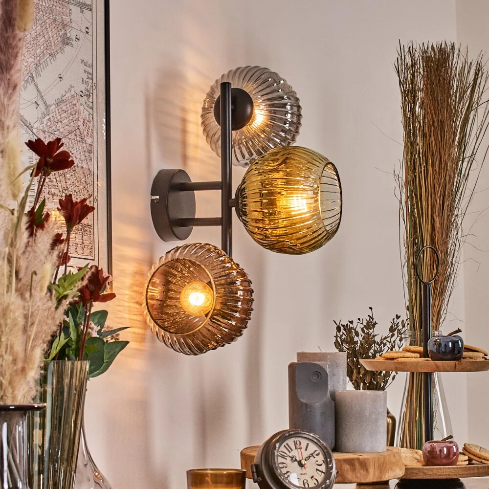 Ripoll Wandleuchte Glas 15 Cm Gold, Klar, Kupferfarben, Rauchfarben, 3-flammig 13 Ripoll Wandleuchte Glas 15 Cm Gold, Klar, Kupferfarben, Rauchfarben, 3-flammig – Bild 11