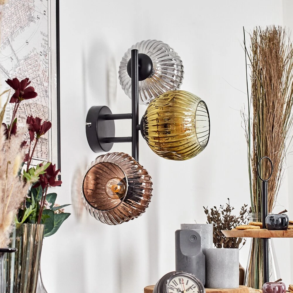 Ripoll Wandleuchte Glas 15 Cm Gold, Klar, Kupferfarben, Rauchfarben, 3-flammig 14 Ripoll Wandleuchte Glas 15 Cm Gold, Klar, Kupferfarben, Rauchfarben, 3-flammig – Bild 12