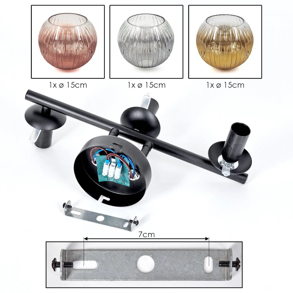 Ripoll Wandleuchte Glas 15 Cm Gold, Klar, Kupferfarben, Rauchfarben, 3-flammig 7 Ripoll Wandleuchte Glas 15 Cm Gold, Klar, Kupferfarben, Rauchfarben, 3-flammig – Bild 5