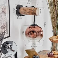 Ripoll Wandleuchte Glas 15cm Naturfarben, Schwarz, 1-flammig -Lampe Verkäufe ripoll wandleuchte glas 15cm h3785782 3