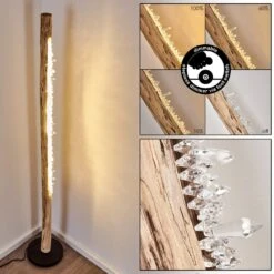 Rodeche Stehleuchte LED Holz Hell, Schwarz, 1-flammig