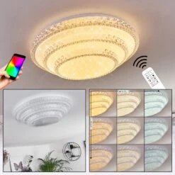 Roseto Deckenleuchte LED Transparent, Klar, Weiß, 1-flammig, Fernbedienung