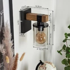 Roxa Wandleuchte Naturfarben, Schwarz, 1-flammig -Lampe Verkäufe roxa wandleuchte h3633960 3