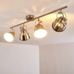 Safari Deckenleuchte Chrom Gebürstet, 4-flammig -Lampe Verkäufe safari deckenleuchte h3012994 do2 12