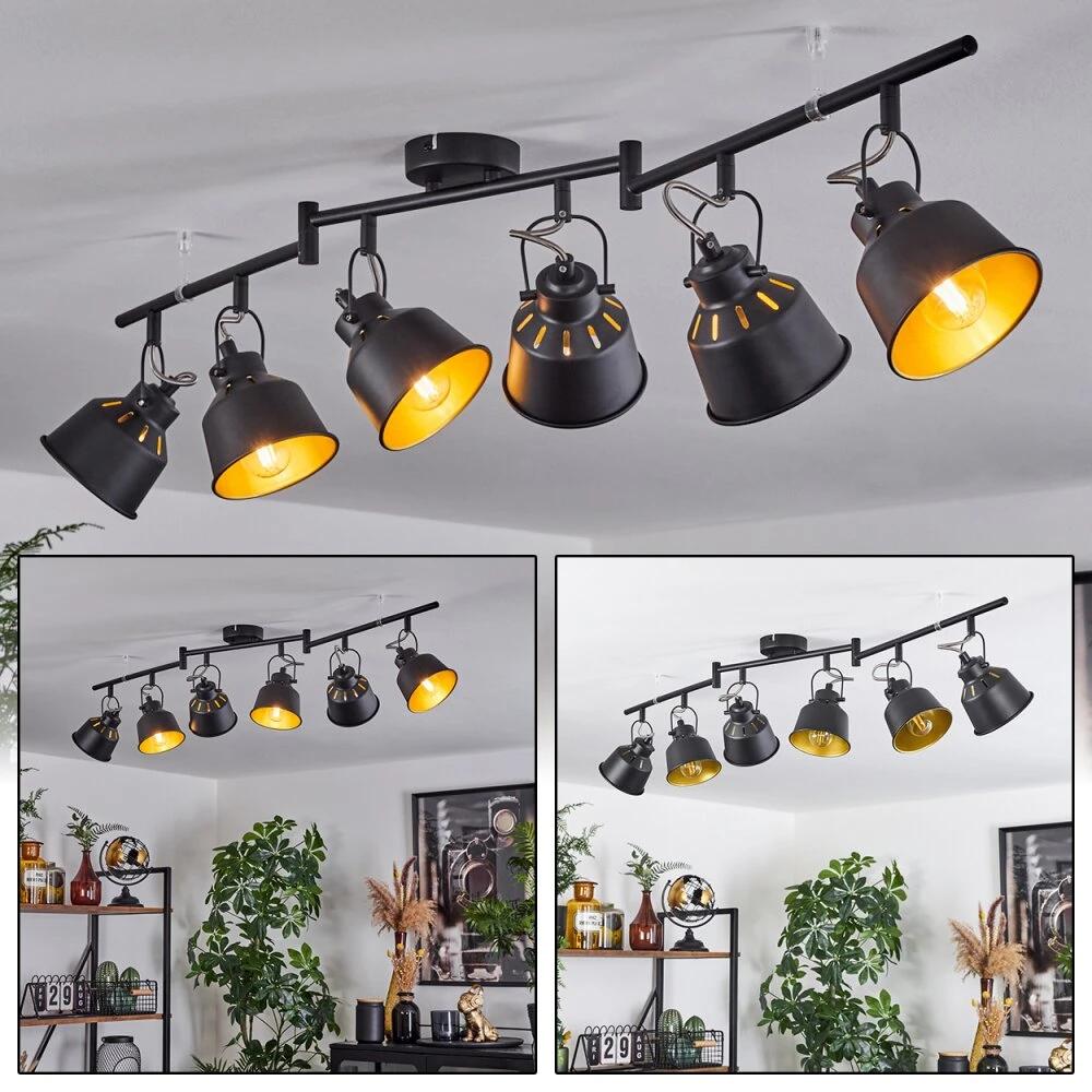 Safari Deckenleuchte Chrom, Schwarz, 6-flammig 3 Safari Deckenleuchte Chrom, Schwarz, 6-flammig