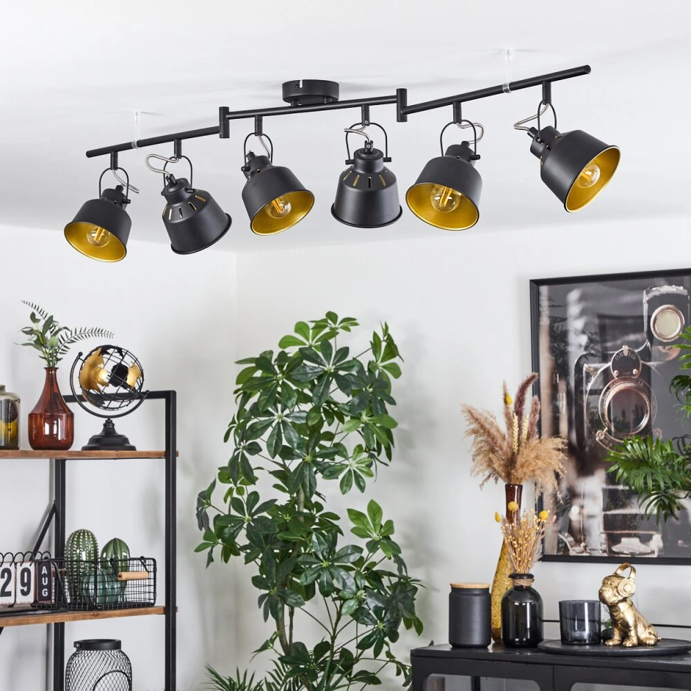 Safari Deckenleuchte Chrom, Schwarz, 6-flammig 4 Safari Deckenleuchte Chrom, Schwarz, 6-flammig – Bild 2