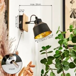 Safari Wandleuchte Chrom, Holz Hell, Schwarz, 1-flammig -Lampe Verkäufe safari wandleuchte h3580899 3