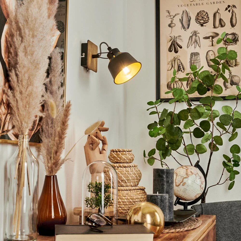 Safari Wandleuchte Chrom, Holz Dunkel, Schwarz, 1-flammig 10 Safari Wandleuchte Chrom, Holz Dunkel, Schwarz, 1-flammig – Bild 8