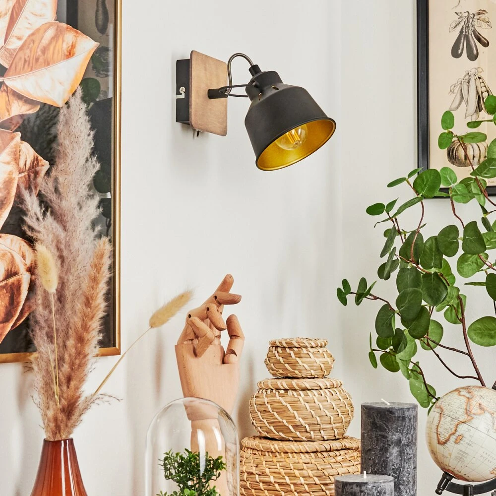 Safari Wandleuchte Chrom, Holz Dunkel, Schwarz, 1-flammig 12 Safari Wandleuchte Chrom, Holz Dunkel, Schwarz, 1-flammig – Bild 10