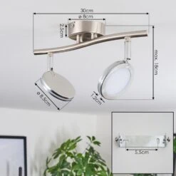 Sarnadinha Deckenleuchte LED Nickel-Matt, 2-flammig -Lampe Verkäufe sarnadinha deckenleuchte h3770696 3