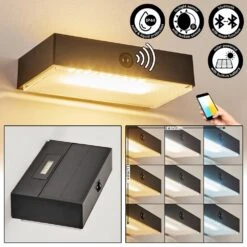 Seilhac Solarwandleuchte LED Schwarz, 1-flammig, Bewegungsmelder