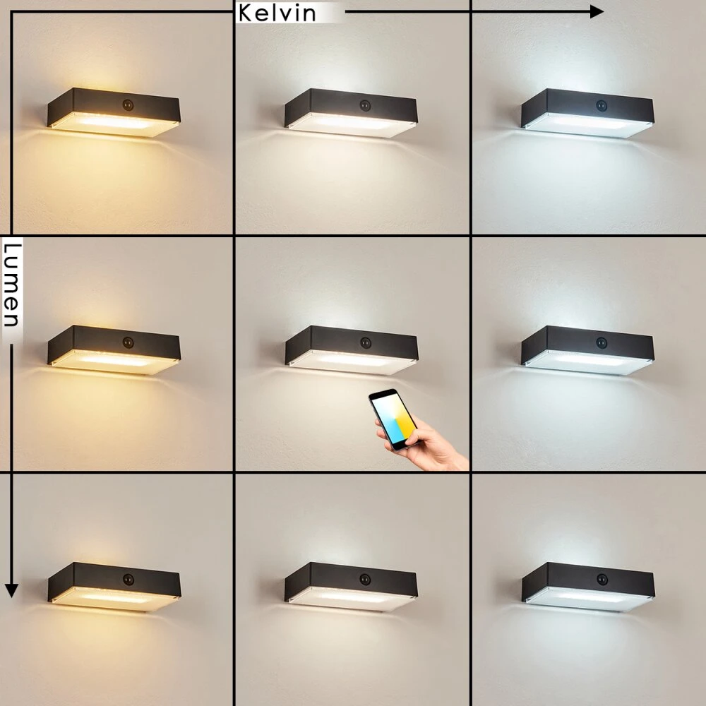 Seilhac Solarwandleuchte LED Schwarz, 1-flammig, Bewegungsmelder 4 Seilhac Solarwandleuchte LED Schwarz, 1-flammig, Bewegungsmelder – Bild 2