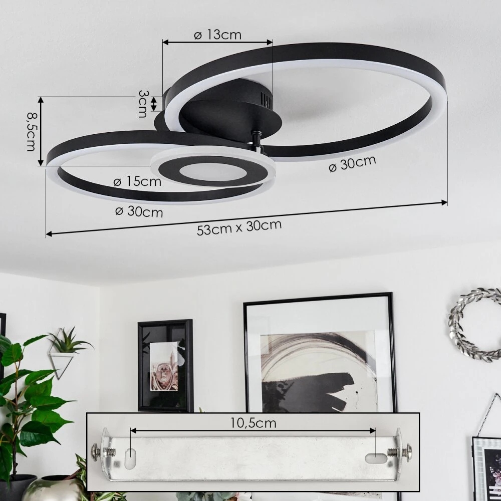 Serzedelo Deckenleuchte LED Schwarz, 1-flammig 6 Serzedelo Deckenleuchte LED Schwarz, 1-flammig – Bild 4