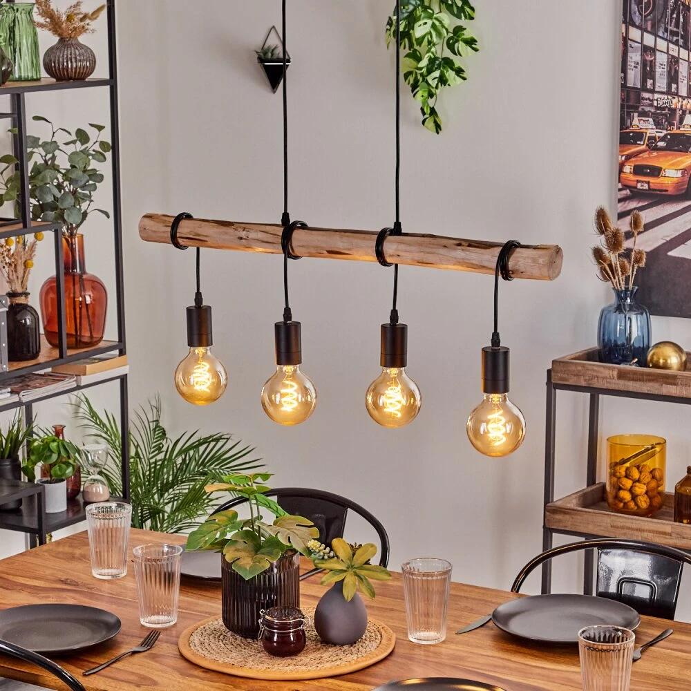 Soungou Hängeleuchte Naturfarben, Schwarz, 4-flammig 3 Soungou Hängeleuchte Naturfarben, Schwarz, 4-flammig